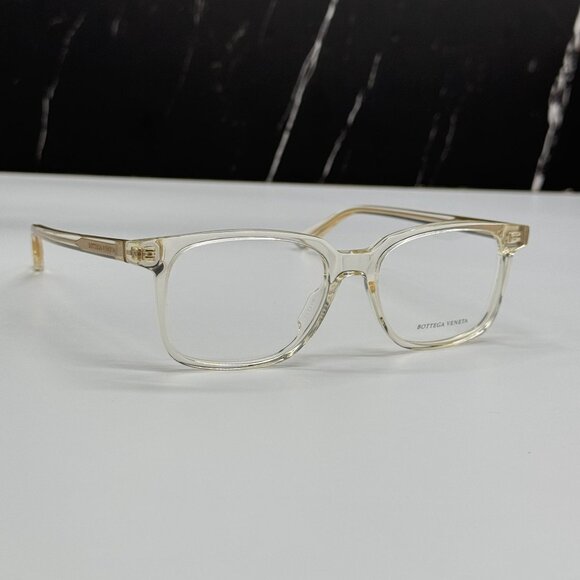 NEW BOTTEGA VENETA BV1024O 005 SQUARE BEIGE TRANSPSRENT UNISEX EYEGLASSES - Picture 4 of 9